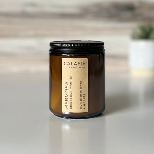 Hermosa Scented Soy Wax Blend Candle - Citrus, Agave, White Tea