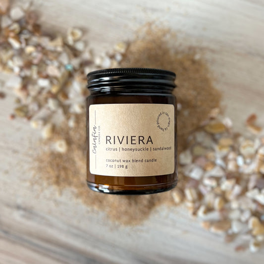 Riviera Candle, Citrus, Honeysuckle, and Sandalwood Scented Candle